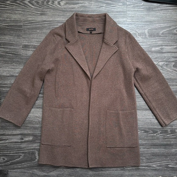 Quince organic cotton knit blazer, size S, heather brown - Picture 2 of 3